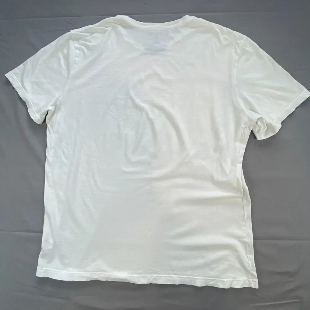 Tommy Hilfiger Mens Large White Short Sleeve Crew Neck T-Shirt Flag Logo